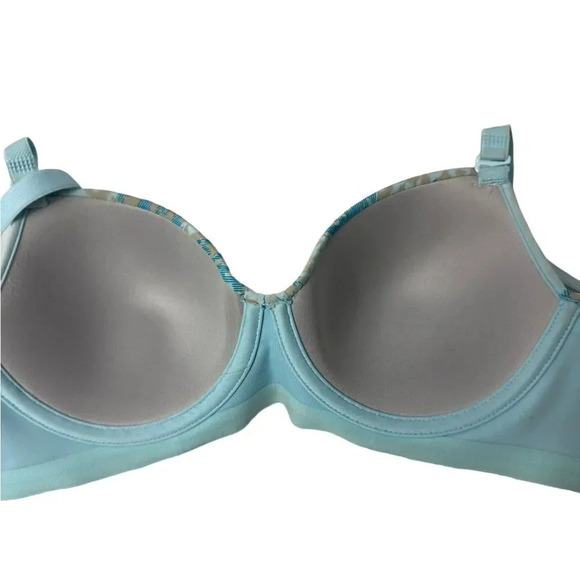 Leonisa aqua green bra with cream print size 34B - Picture 4 of 11